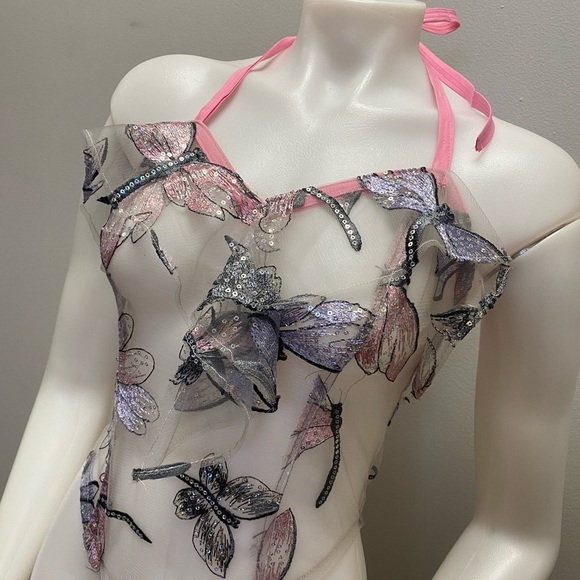 Dragonfly sequin bodysuit with tie up straps - Picture 2 of 8